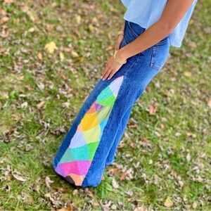 Upcycled Colorful Patchwork Flare Jeans